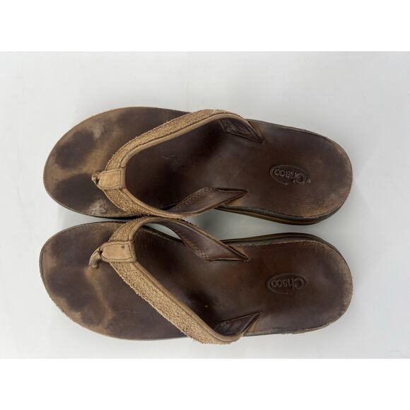 Chaco Flip Flop Shoes Womens Brown Leather Comfort Slip-On Thong Sandal Size 8 - Picture 6 of 7
